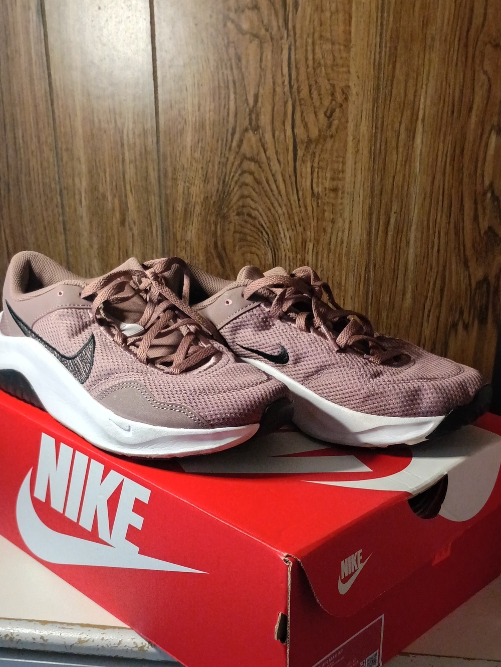 Nike Women's Dusty Rose Mesh Running Sneakers with Black Swoosh